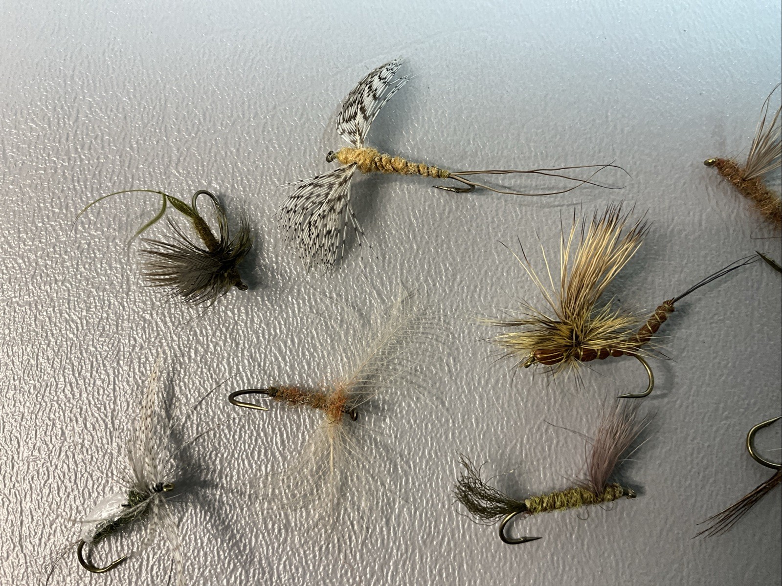 FLIES FOR FLY FISHING (15) CALLED BROWN/GREEN DRAKES FOR TROUT. (S1199)
