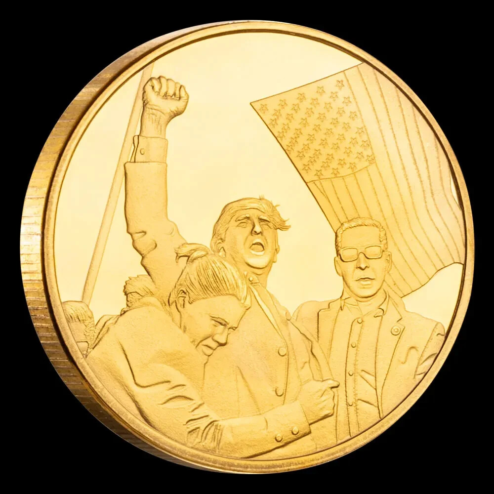 2024 Assassination Attempt Donald Trump Commemorative Challenge Coin Gifts
