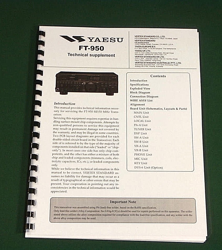 Yaesu FT-950 Service Manual: With all 11"X17" Foldout Diagrams! (full color)