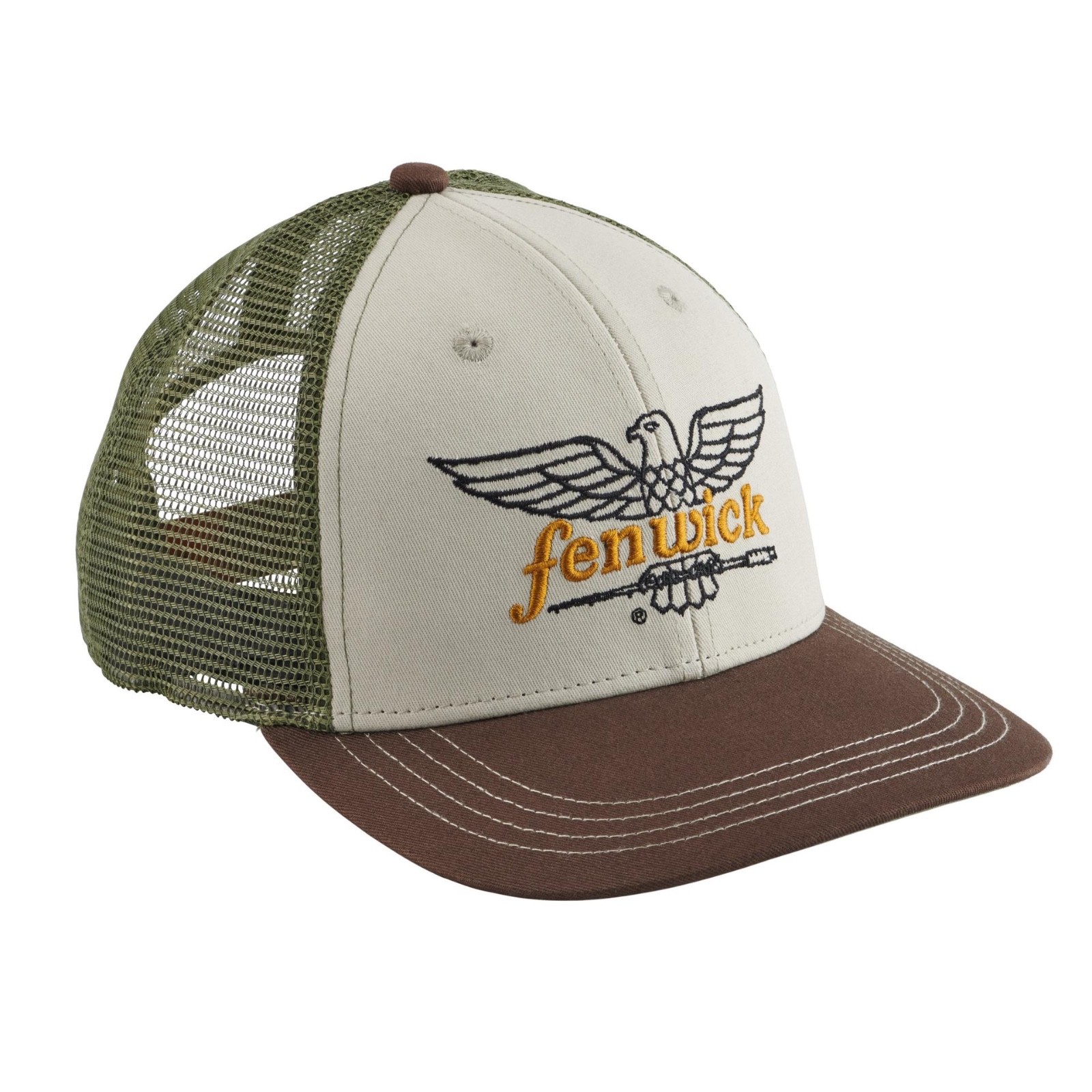 Fenwick Fishing Adjustable Brown/Green/Tan Trucker Hat Cap Adult Size