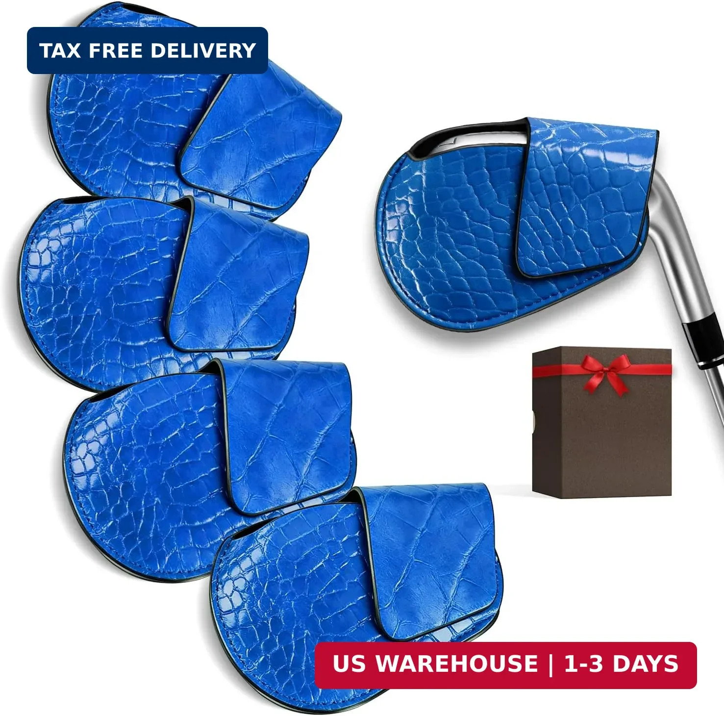 Magnetic Golf Iron Covers Set of 5 - Exposed Number Iron Head Covers for Golf Cl
