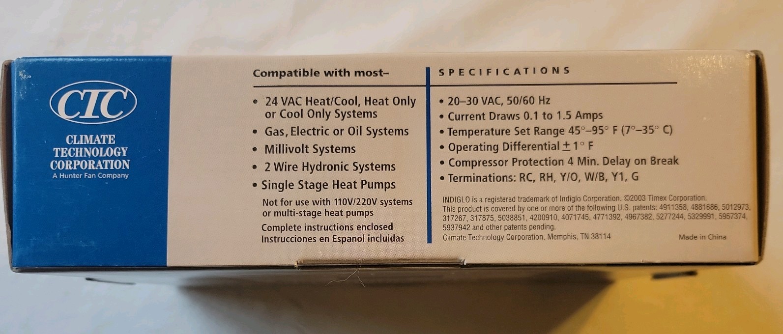 CTC 43323 Programmable Thermostat 7-Day with Indiglo Night Light