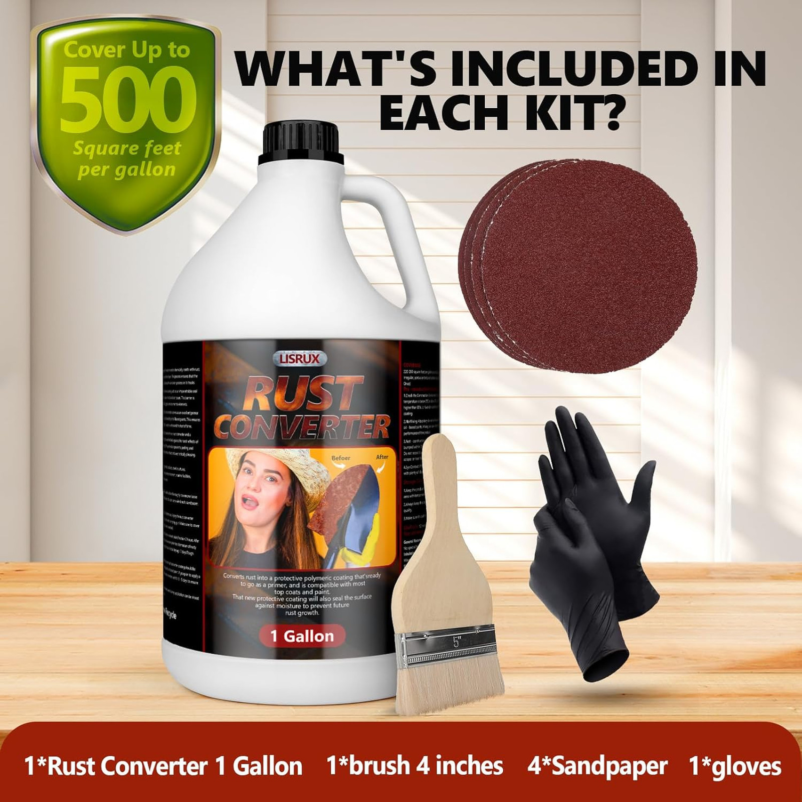 Rust Converter Metal Primer Water-Based 1 Gallon, Stops Rust Converts Rust Spots