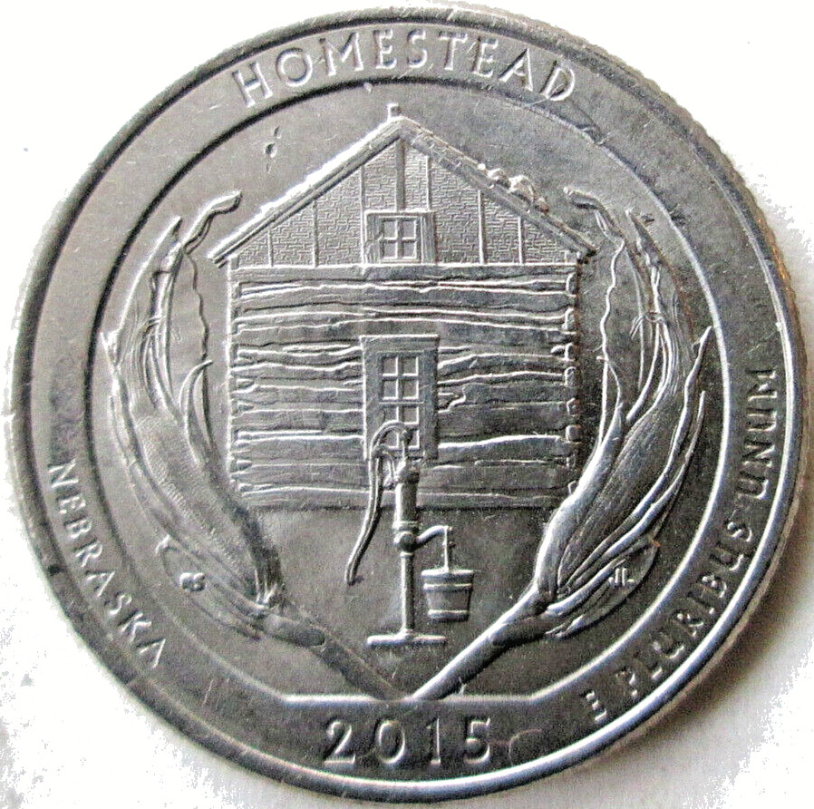 2015-P "HOMESTEAD" SNOW ON ROOF REVERSE (IDB) INTERIOR DIE BREAK, XF, CIRCULATED