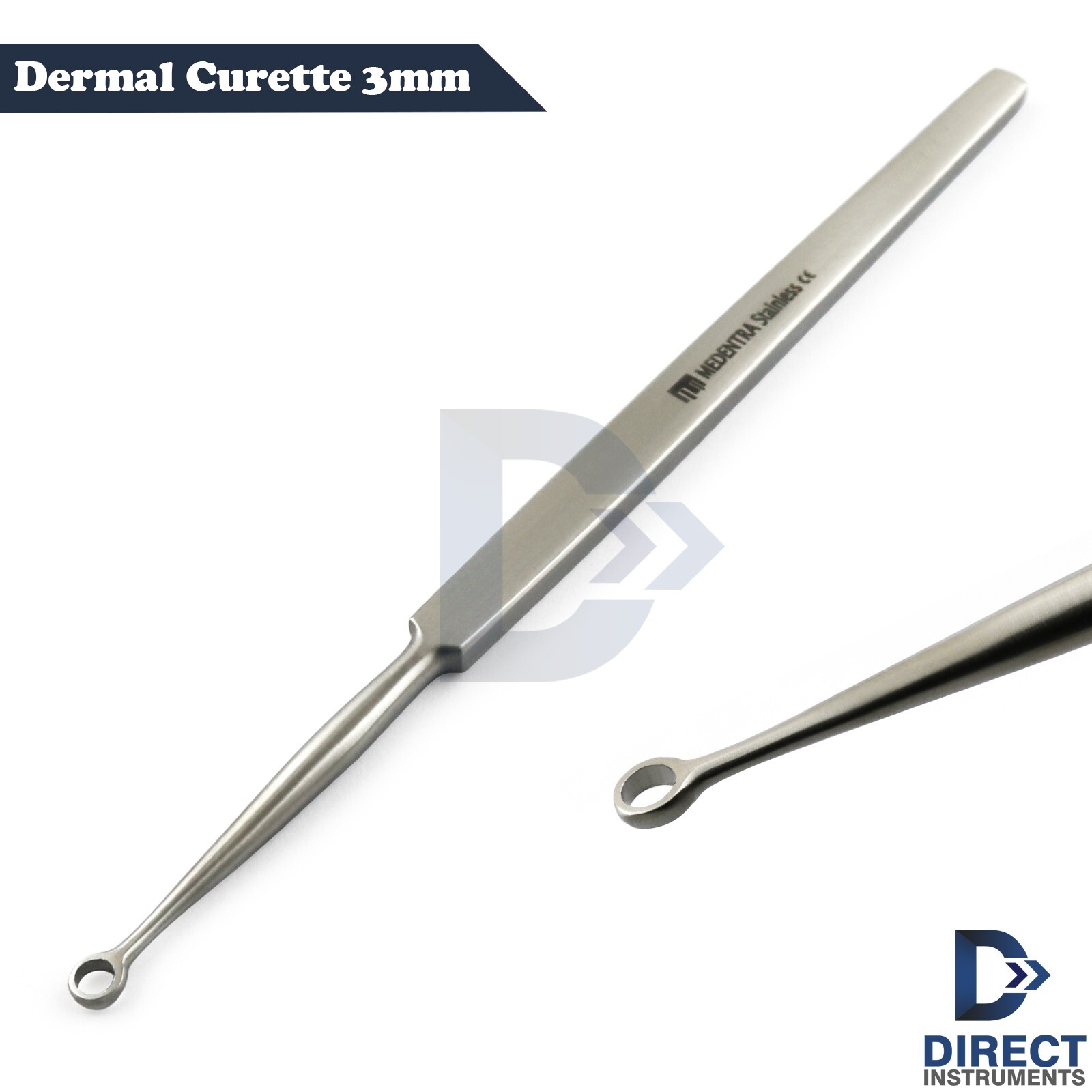 Fox Dermal Curette 3mm Single Ended ENT Surgical Dermatology Instruments