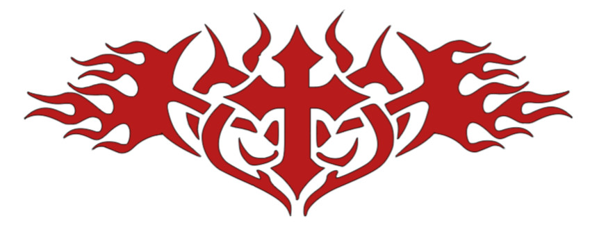 Vinyl Car Decal Sticker - Tribal Flame Flaming Cross motorcycle tank bike fuel