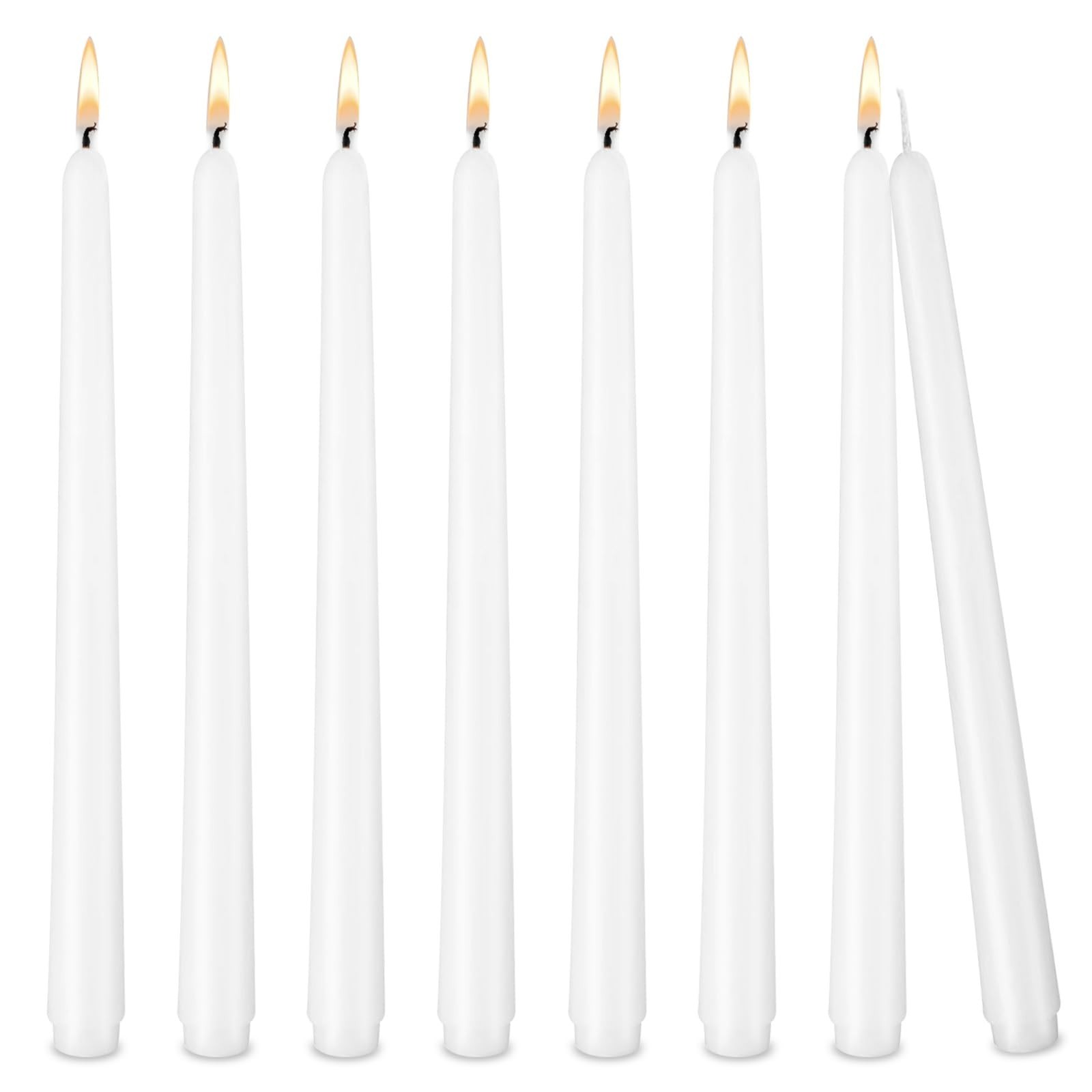8 Packs of 10 inch Hand cast White drip Free Cone-Shaped Candles, paraffinic ...