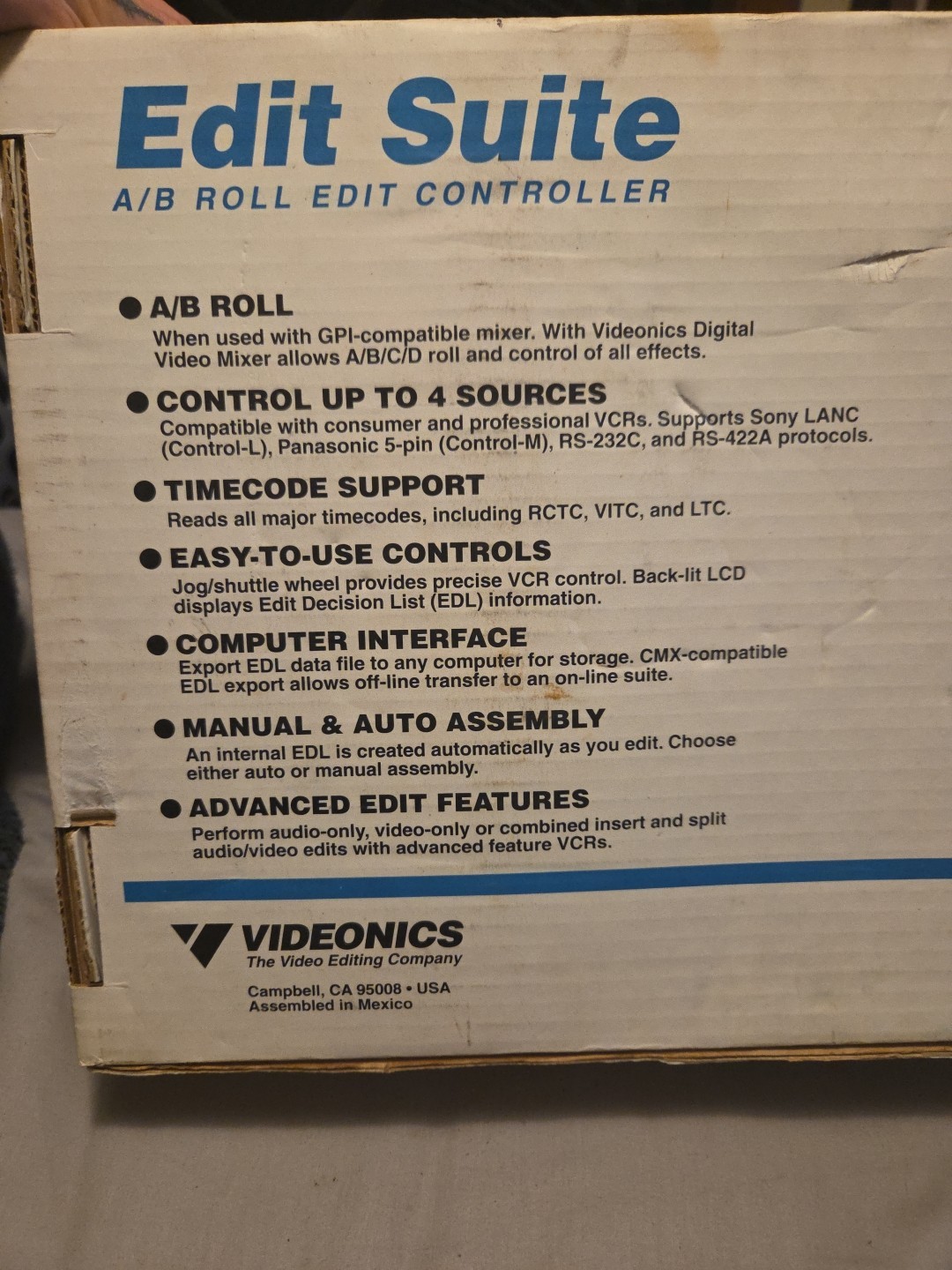 VINTAGE VIDEONICS EDIT SUITE A/B ROLL EDIT CONTROLLER MODEL:AB-1 NTSC...READ