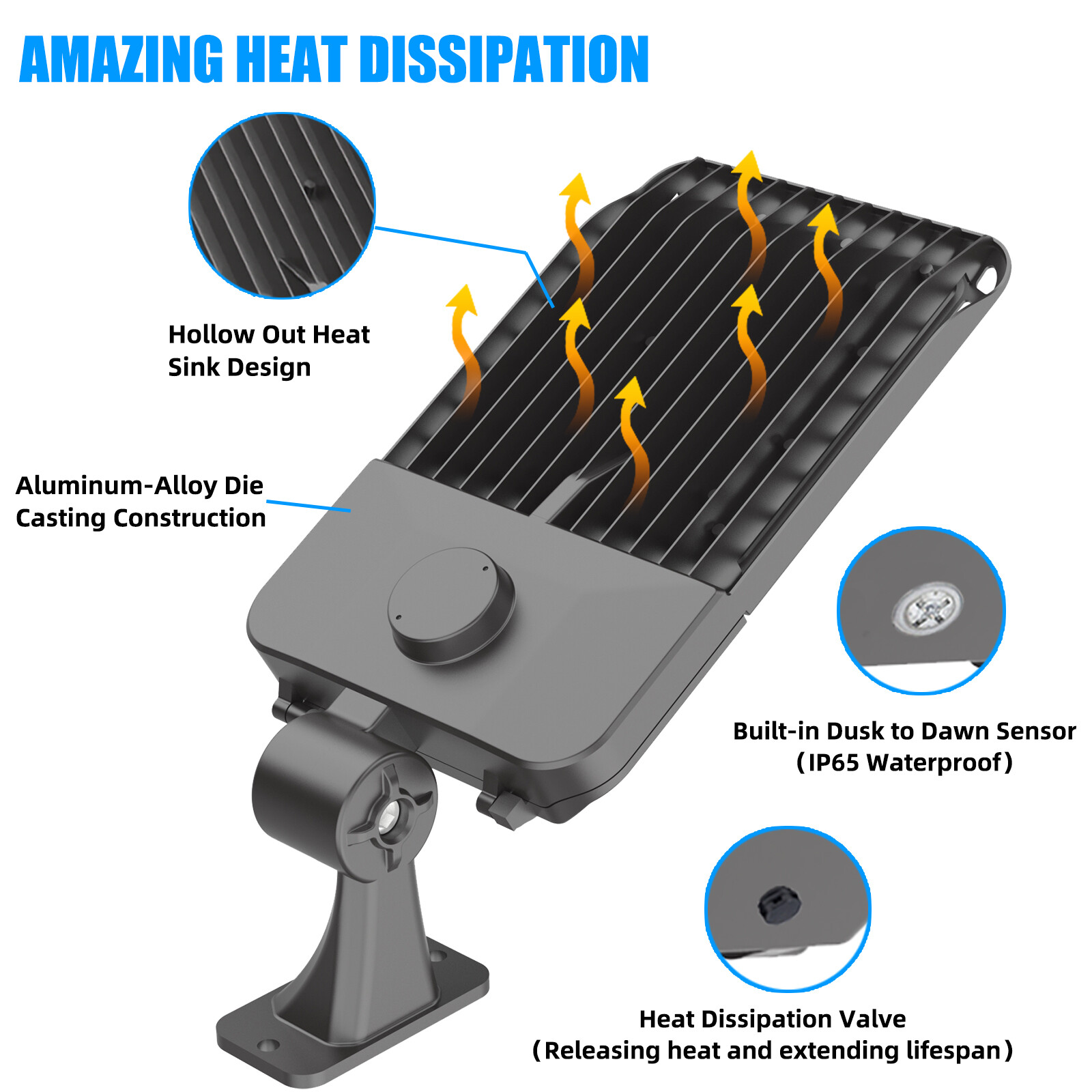 LED Parking Lot Light - 200W Street Lights Dusk to Dawn Outdoor Lighting 3 PACK
