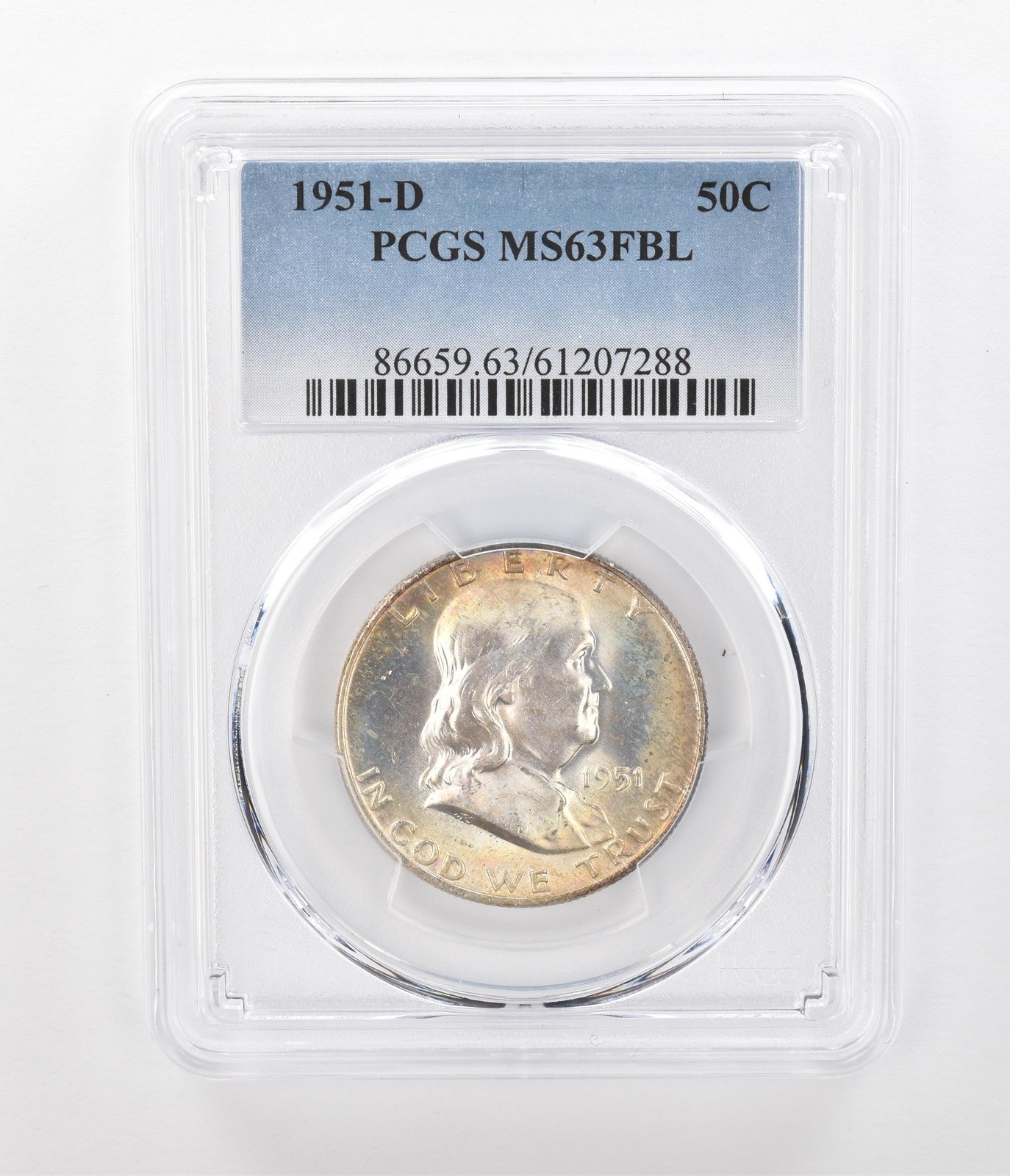 1951-D Franklin Half Dollar MS63 FBL PCGS Beautiful Tone *1149