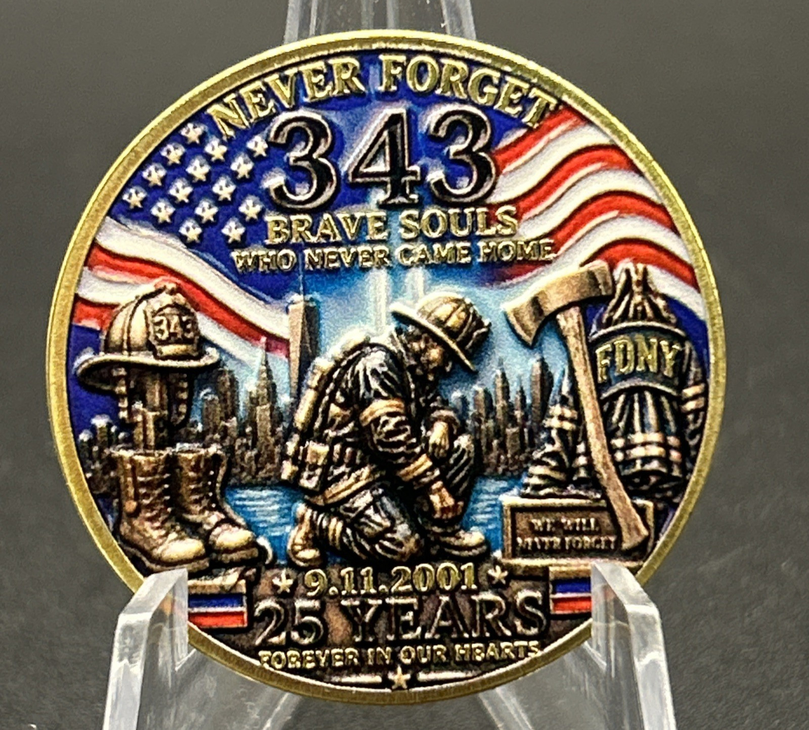25 Years - 9/11/01 Memorial Challenge Coin - 3D Struck 40mm - High Detail