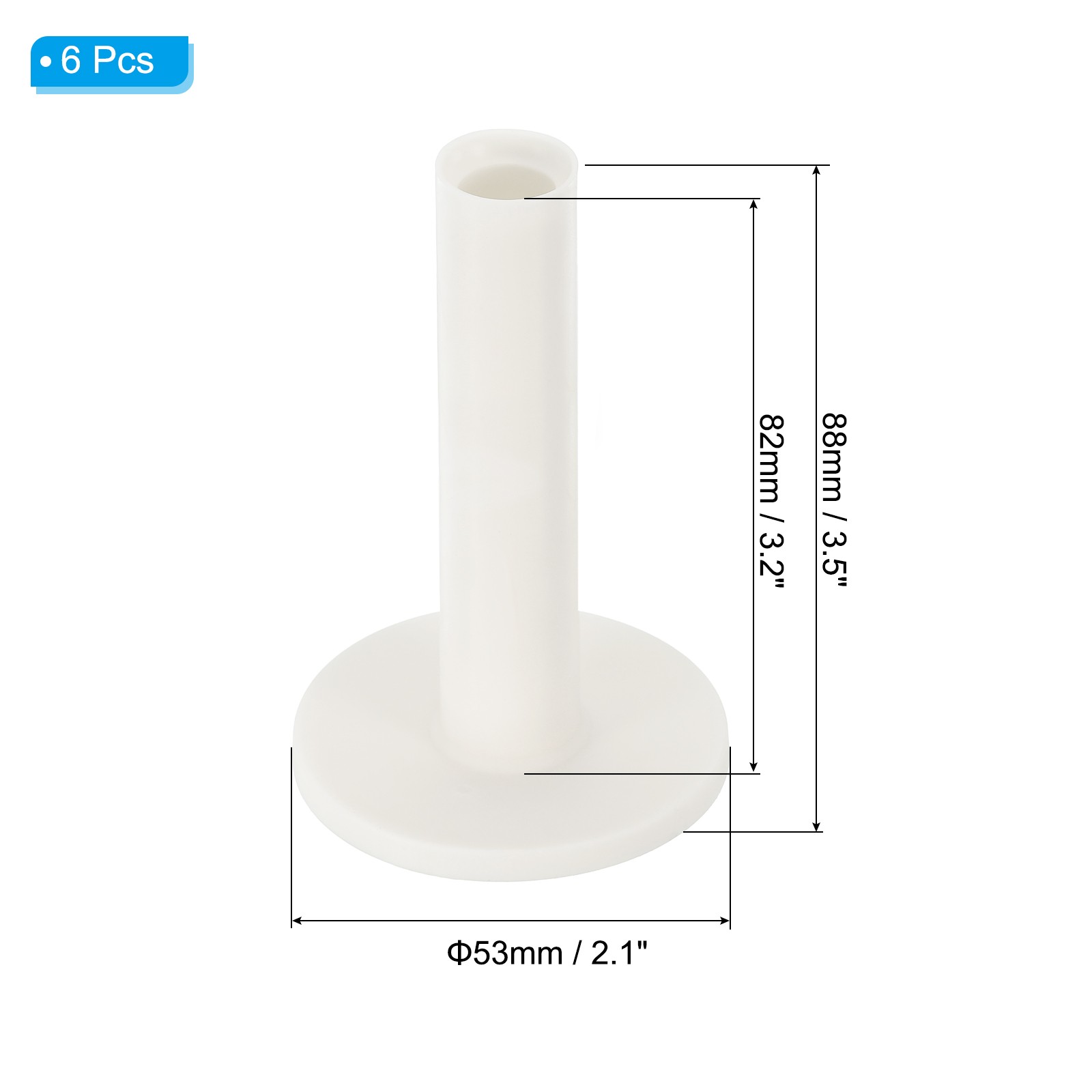 6 Set 3.5 Inch Rubber Golf Tee Tall Training Driving Range Tee Stable White