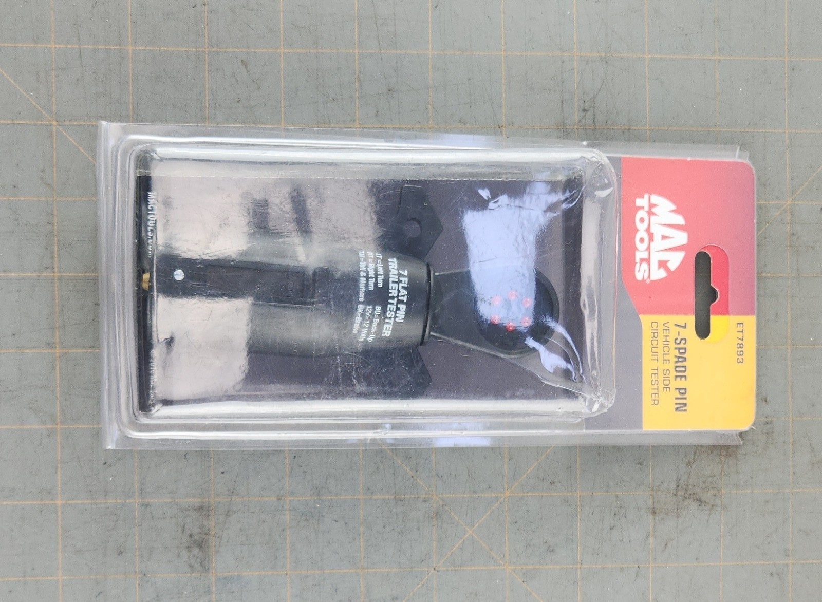 Mac Tools ET7893 7 Flat Pin Trailer Plug Wiring Tester Test Light
