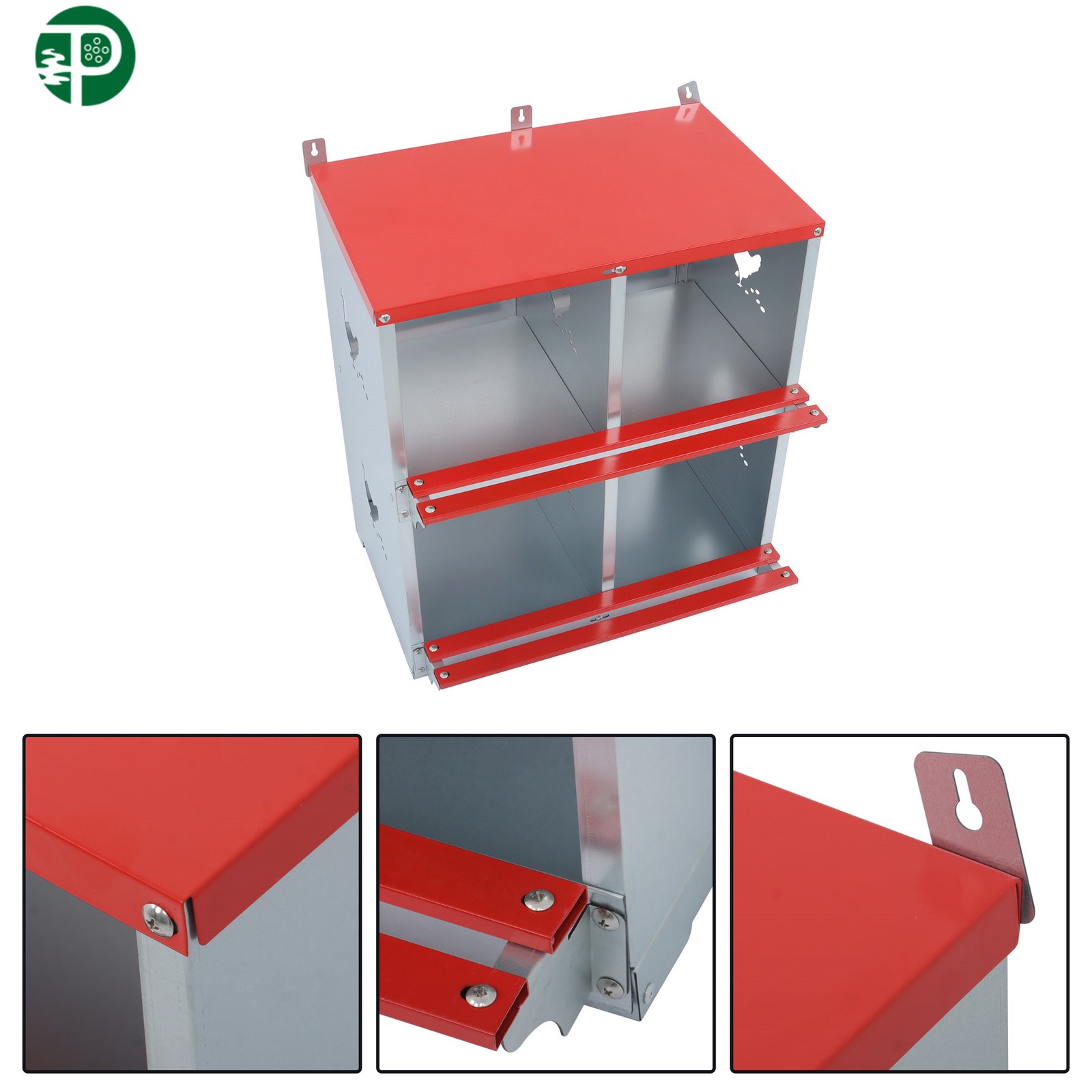 Metal Poultry Nest Box Chicken Nesting Boxes 4 Compartment For Hens Wall Mount