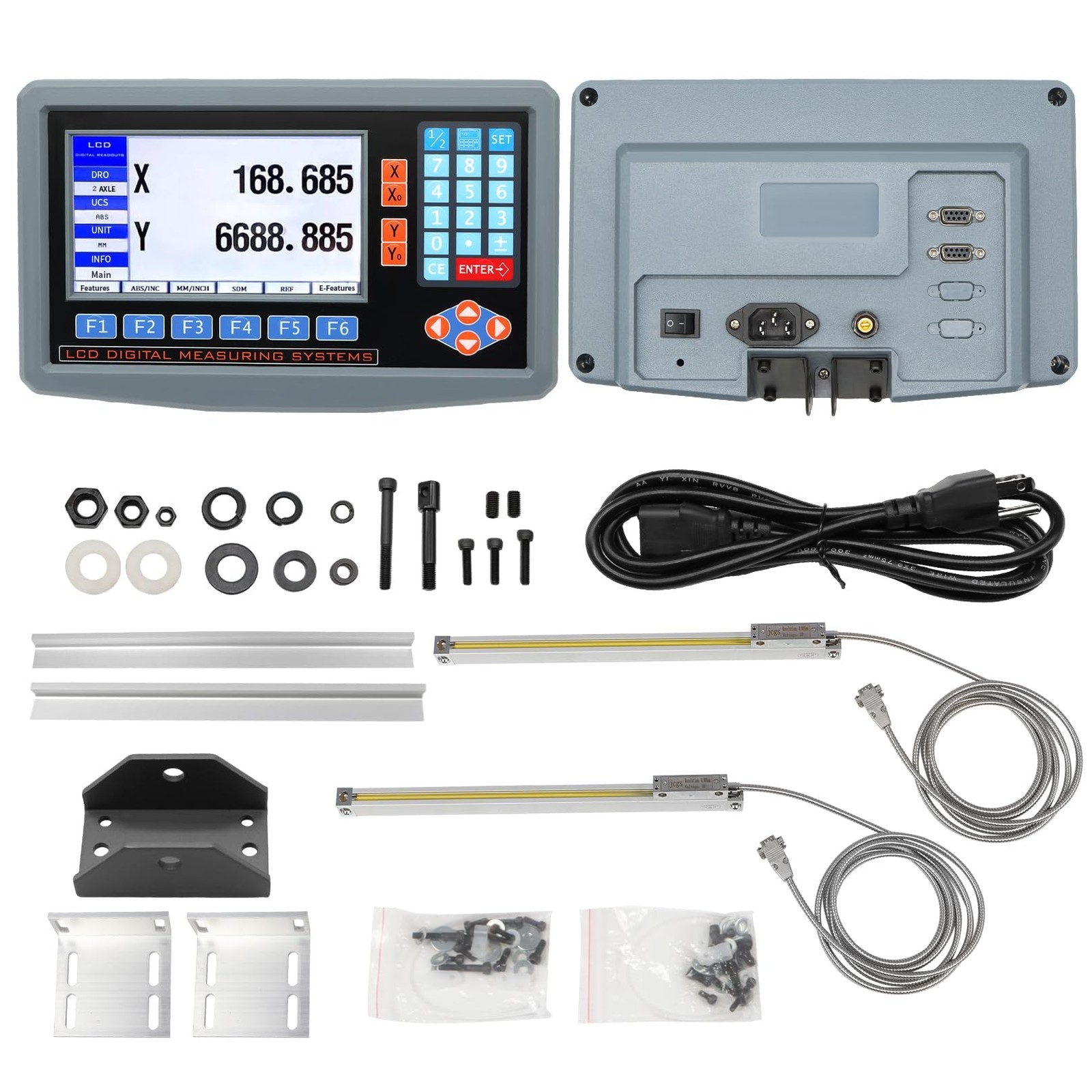 Jecoupoon 2-Axis Digital Display RPM Display Linear Scale Encoder DRO Kit