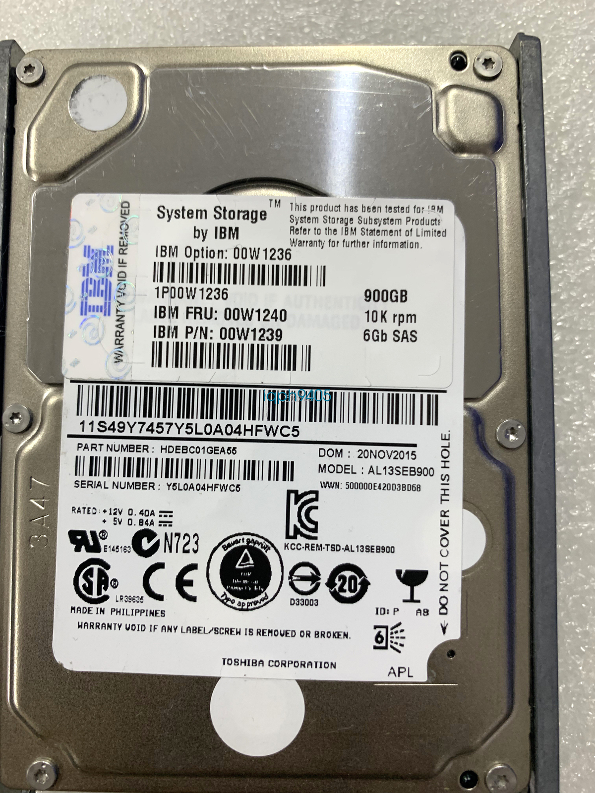 Fit for 1PC IBM 00W1240 00W1236  DS3524 900G 10K 2.5 SAS hard disk
