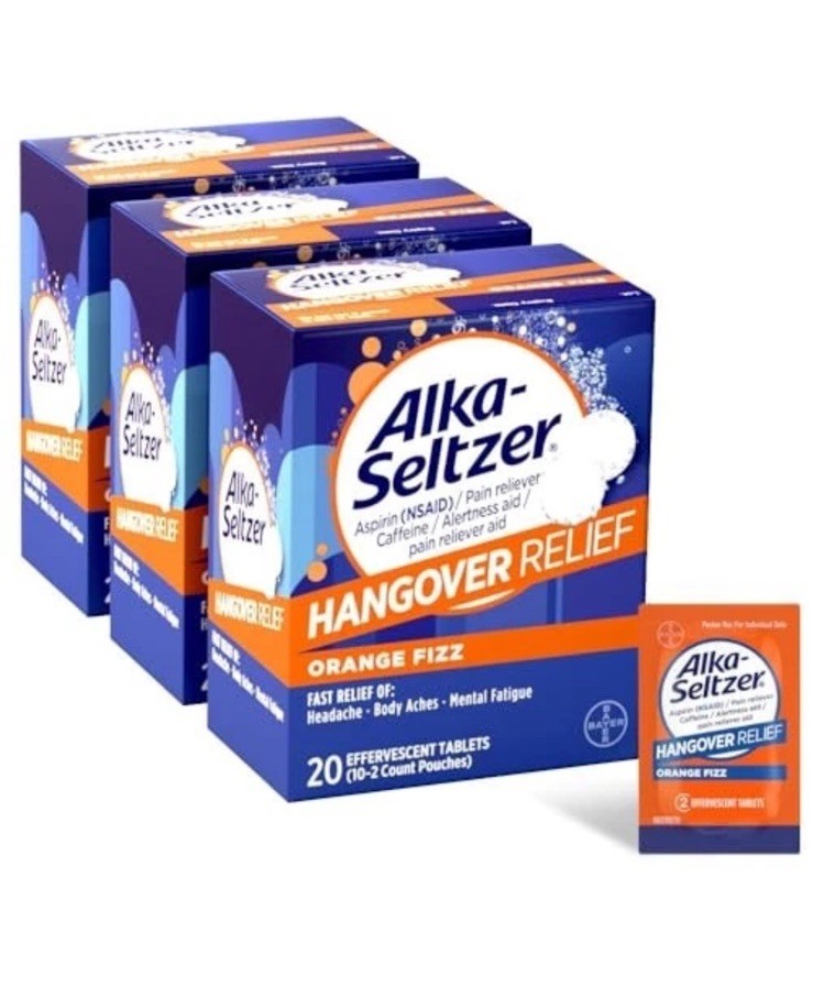 Alka-seltzer Hangover Relief Tablets, Fast Relief Starts I6 Minutes Orange 60ct