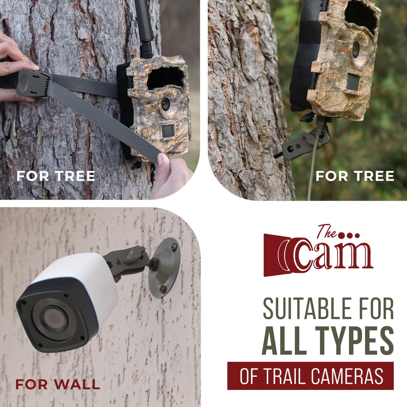 6 Pack Trail Camera Mount Kit - 3 Metal Mounts & 3 Straps, 360° Adjustable for H