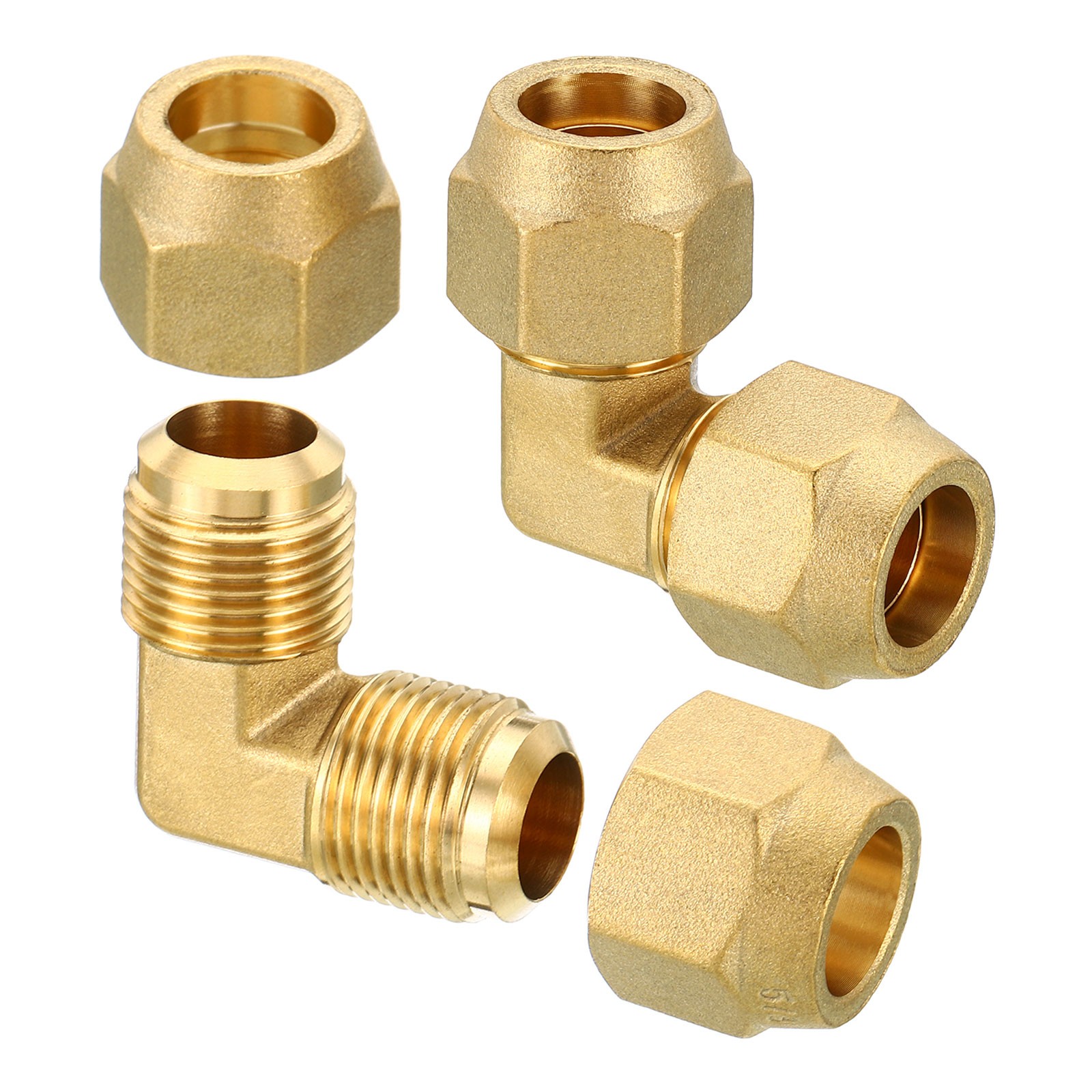 2Pcs 5/8"x5/8" Brass Fitting Flare 90 Degree Elbow Tube Fitting with Nut
