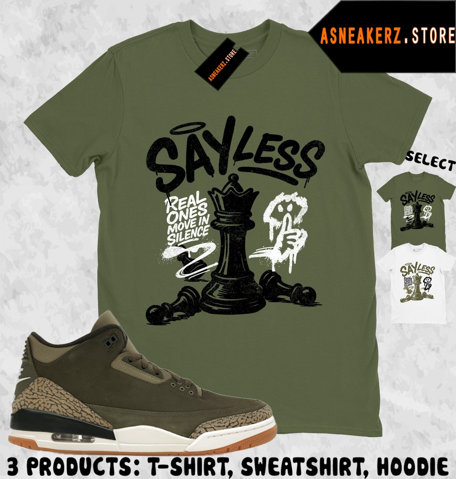 Shirt To Match AJ 3 Family Affair Sneaker Matching Tee Say Less Chess T-Shirt