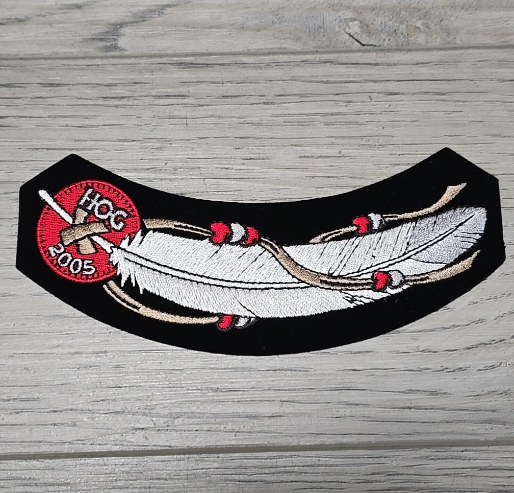 Vtg 2005 HOG Harley Owners Group Eagle Feather Small Rocker Vest Jacket Patch