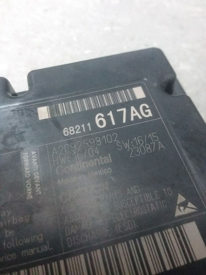 SRS Occupant Restraint Control Module Fits 17-19 PACIFICA 68211617AG