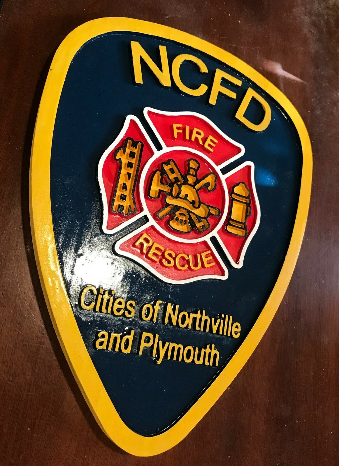 Fire Department Northville Plymouth 3D routed wood patch sign plaque