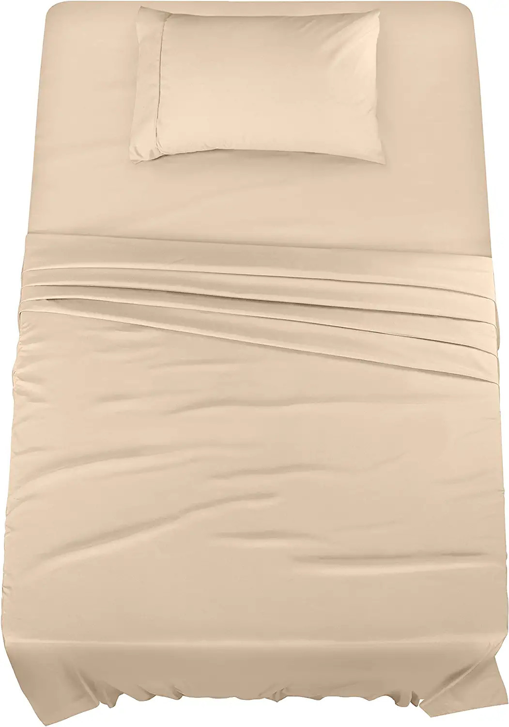 Bedding Twin Bed Sheets Set 3 Piece, Brushed Microfiber, Fade Resistant (Beige)