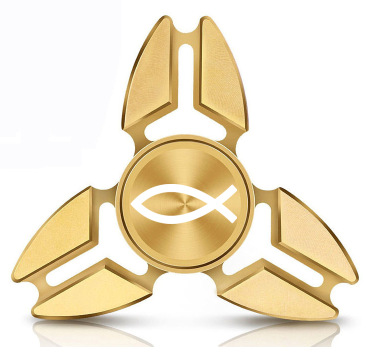 Fidget Spinner Tri-Spinner Aluminum Metal Christian Fish Symbol