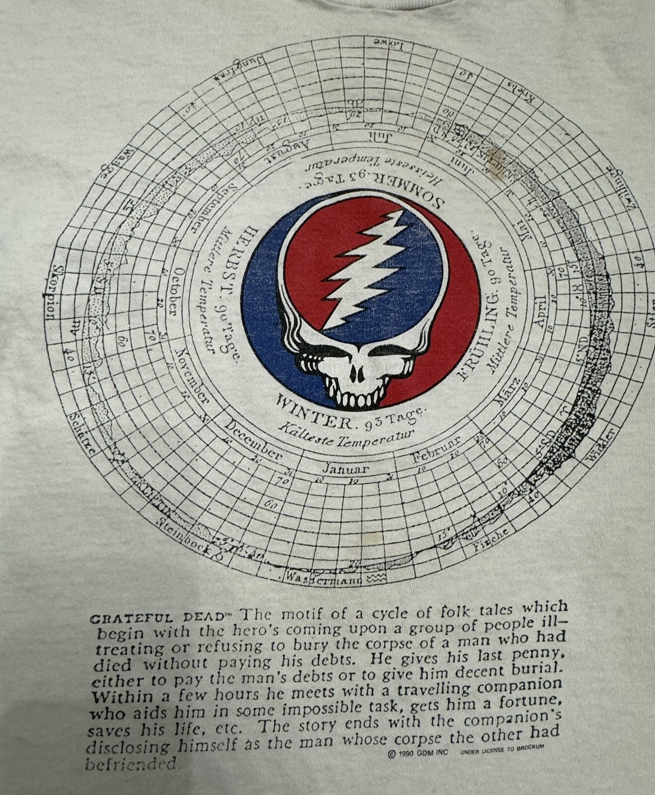 Vintage Grateful Dead Shirt 1990 Rare Adult Size Large 25th Anniversary White