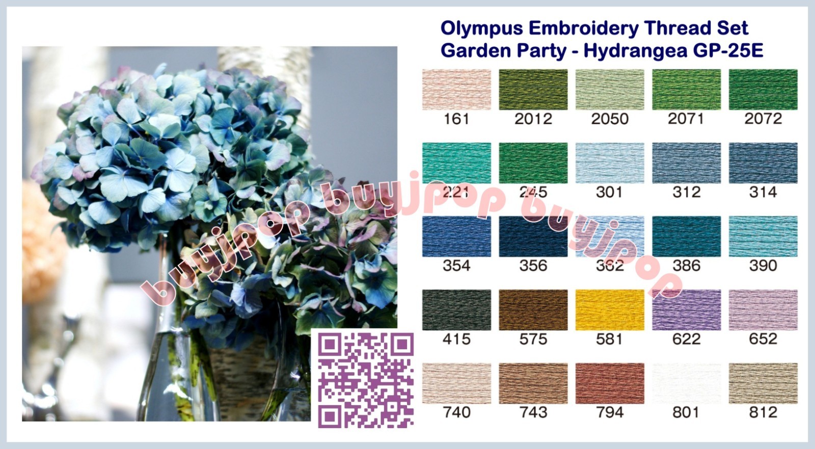 Olympus Embroidery Floss Garden Party HYDRANGEA Theme Thread Set 25 Color Skein