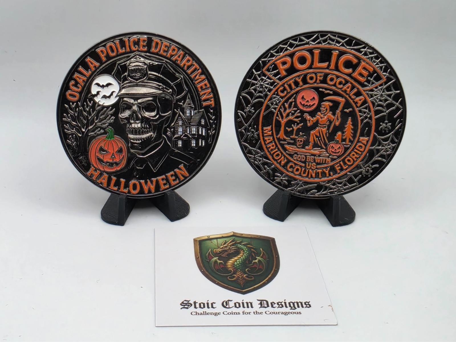 Ocala Police Department 2026 Halloween Challenge coin 2.25"/4mm w/ glow effects