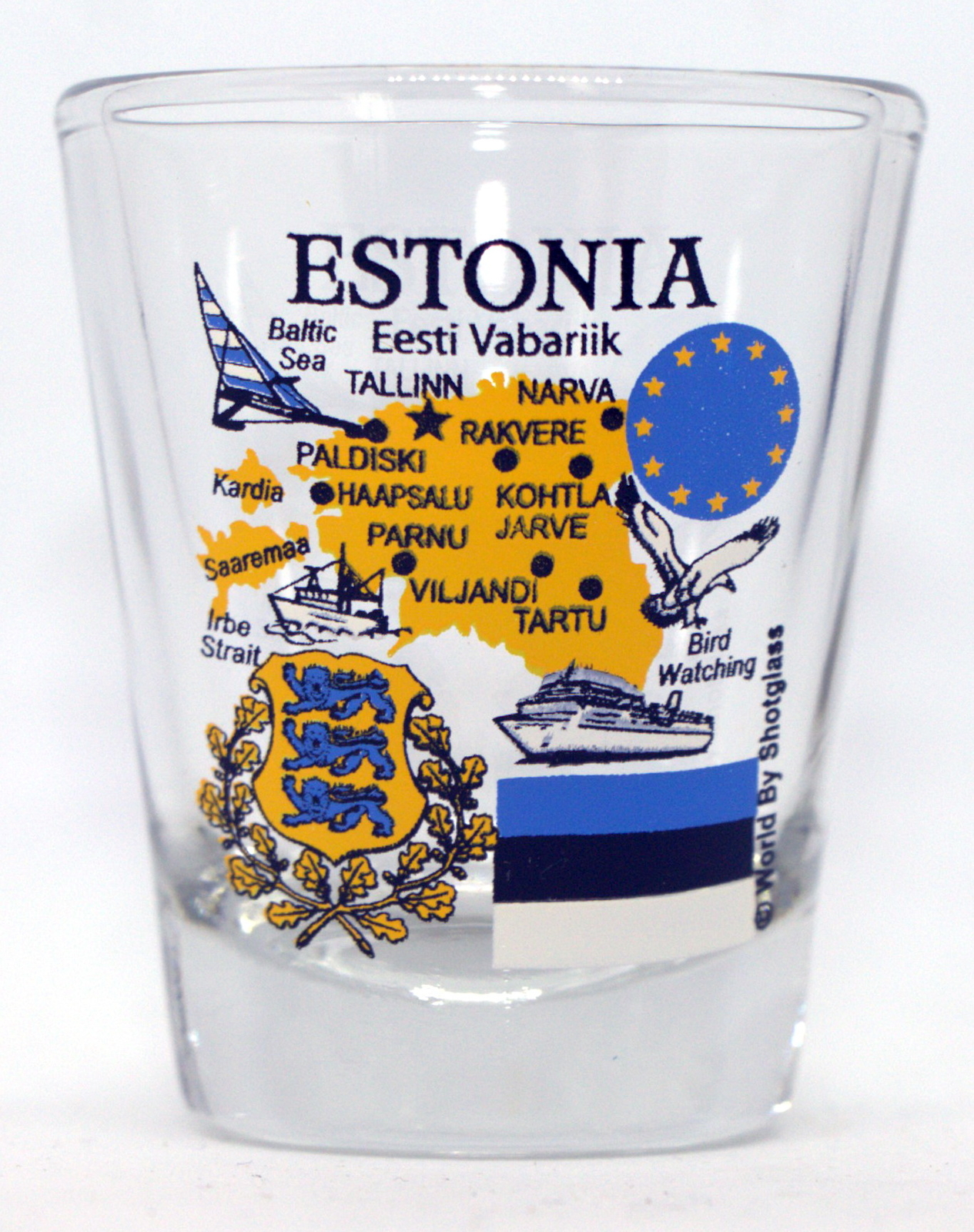 ESTONIA EU SERIES LANDMARKS AND ICONS COLLAGE SHOT GLASS SHOTGLASS