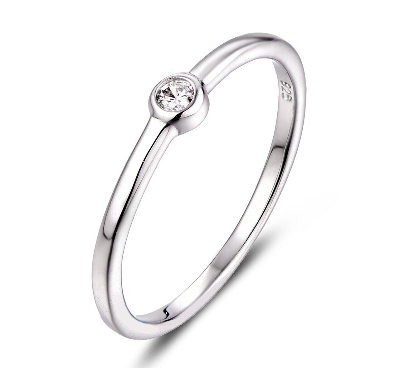 Bezel Set 925 Sterling Silver CZ Engagement Ring Wedding Band Size 3-11 S6598