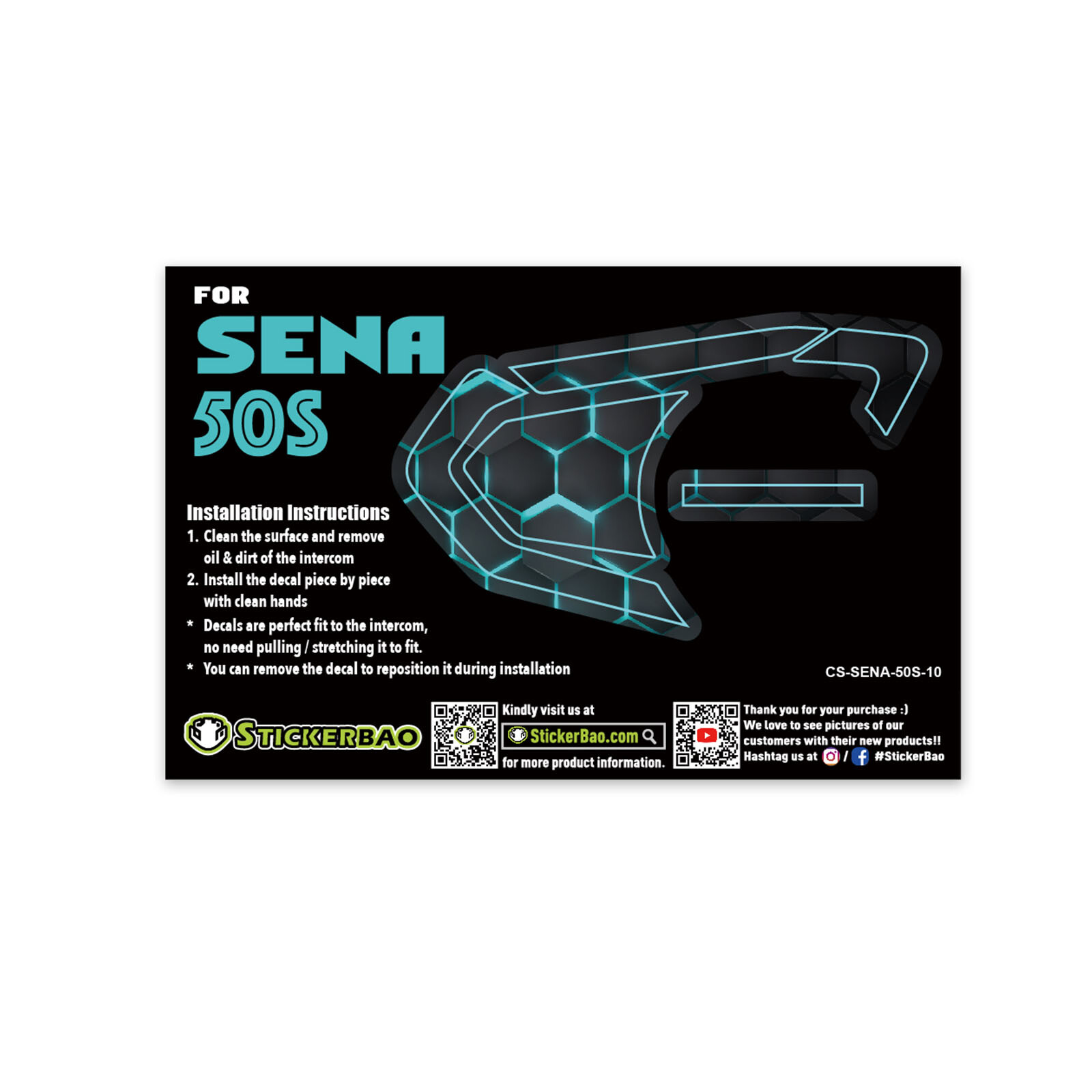Hexagon Device Surface Sticker For SENA 50S Intercom x1