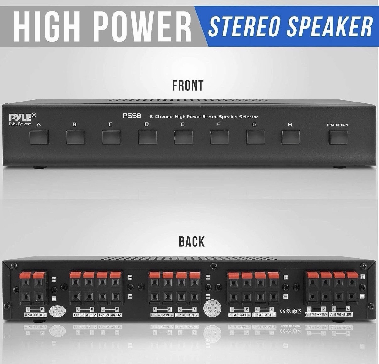 Pyle PSS8 8 Zone Multi Channel Speaker Stereo Amplifier Switch Box Hub