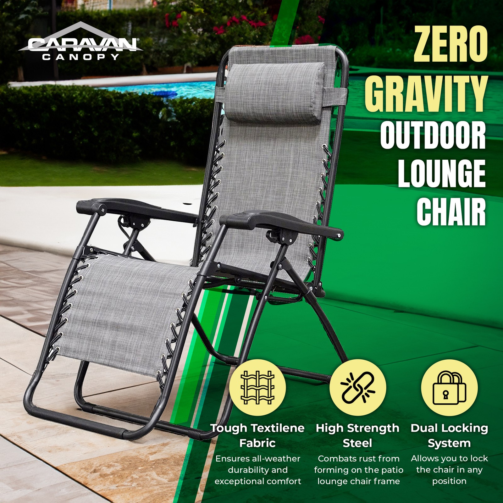 Caravan Sports Zero Gravity Indoor & Outdoor Reclining Lounge Chair (Open Box)