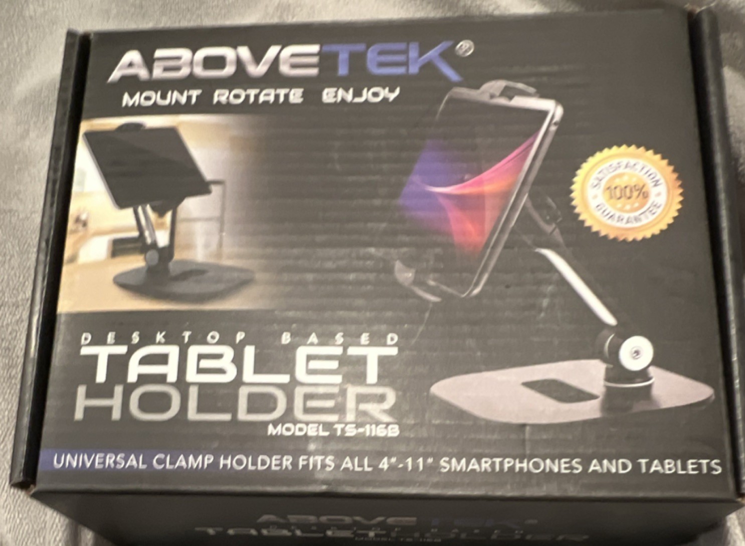 AboveTEK TS-116B Desktop Tablet Holder 4-11" Universal, 360° Rotation, Camera M…