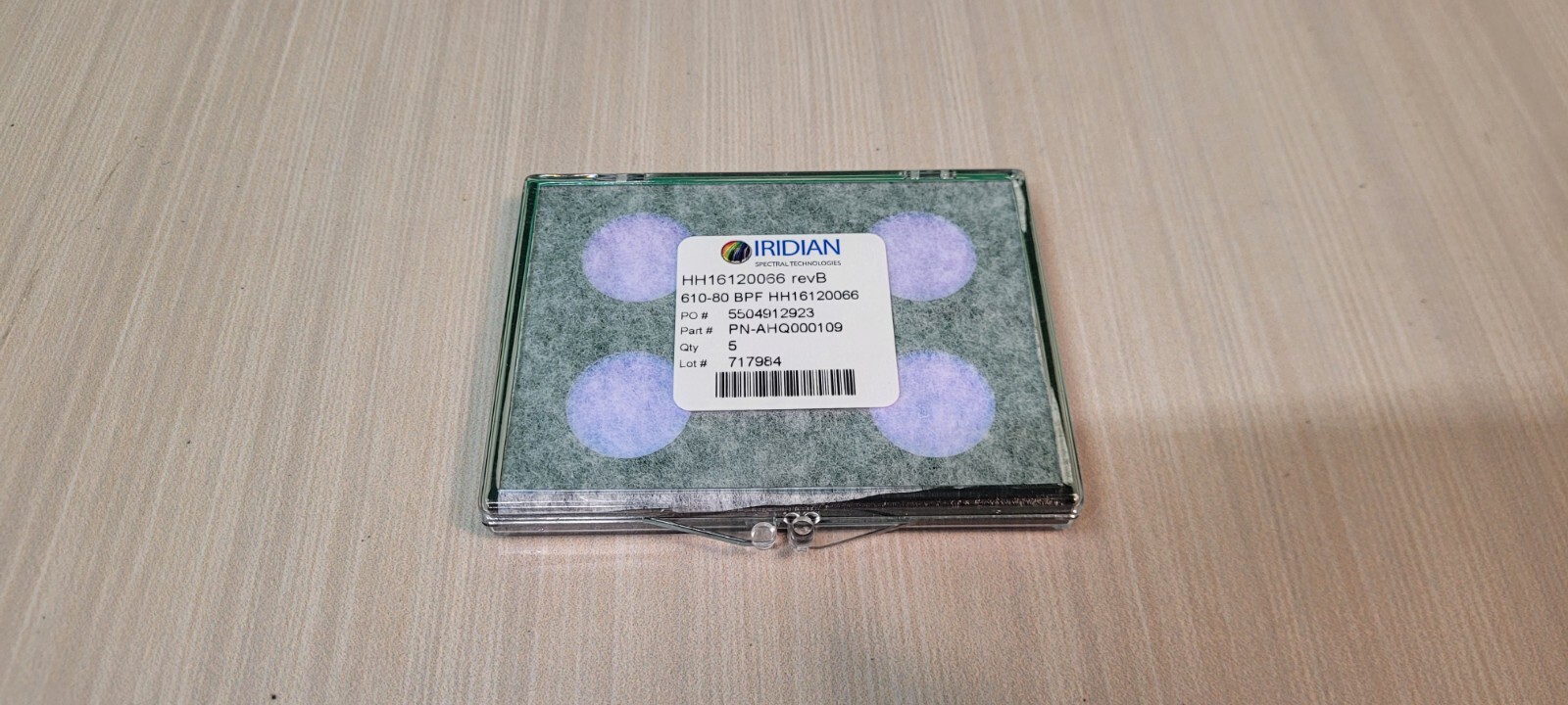 (QTY. 5) IRIDIAN SPECTRAL TECH 610-80 BPF FILTER HH16120066 Rev B AHQ000109 NEW