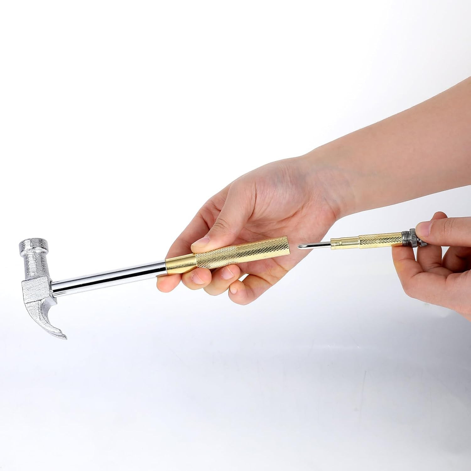 Mini Hammer 6 in 1 Small Hammer Brass Hammer Screwdriver Multitool Camping
