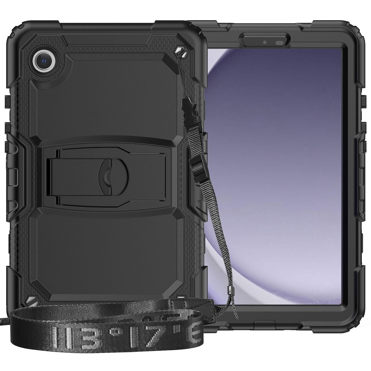 For Samsung Galaxy Tab A9 Silicone Tablet Case Shoulder Strap + Holder