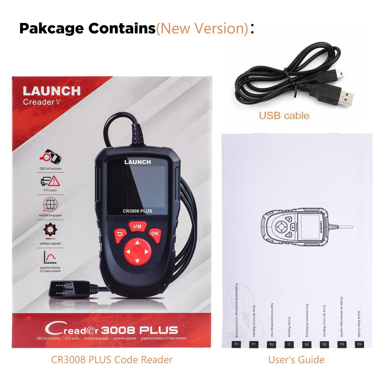 LAUNCH CR3008 PLUS Fault Code Reader Scanner OBD2 EOBD Car Diagnostic Scan Tool