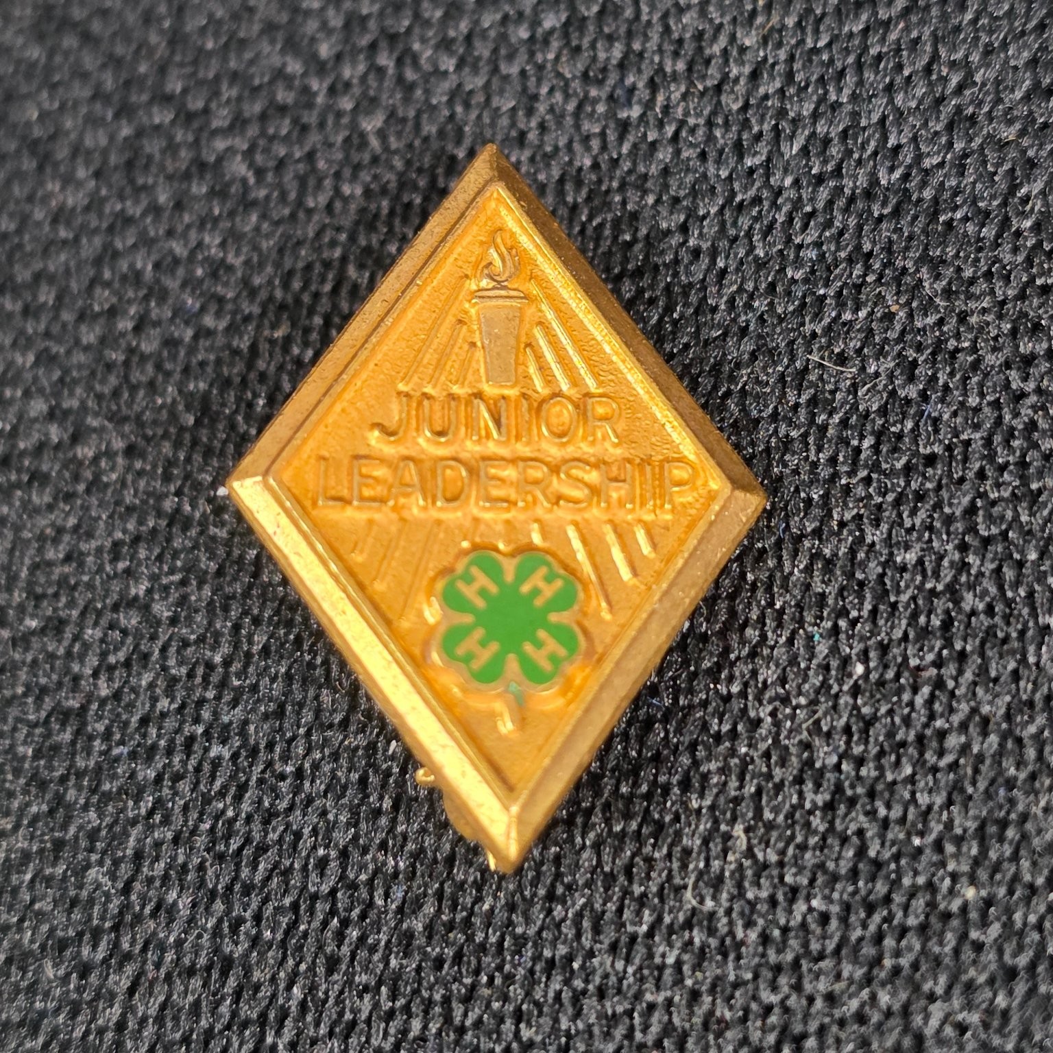 4-H Junior Leadership Pin Gold Tone Enamel Lapel Pin Brooch