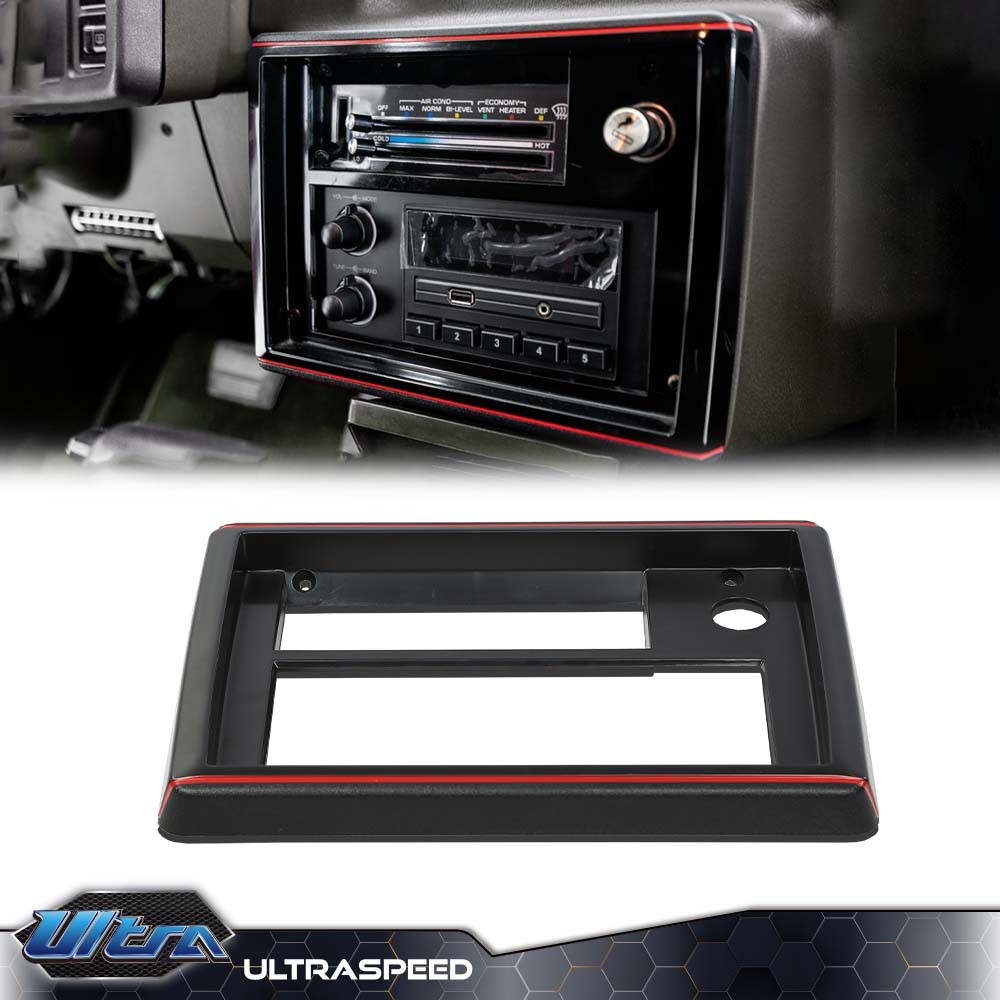 Fit For 81-88 El Camino Monte Carlo SS Radio Face Plate Black with Red Trim