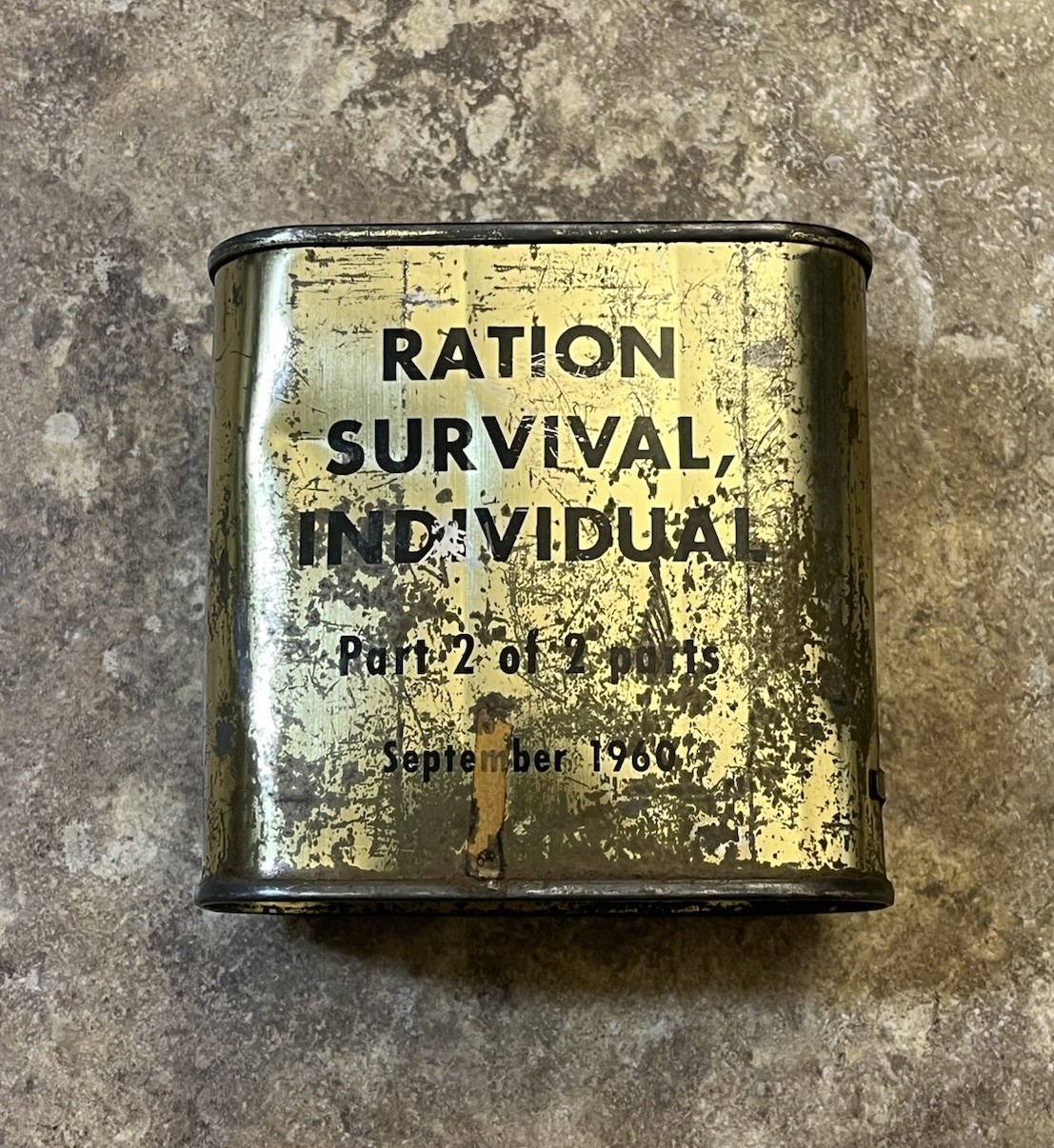 Vintage Ration Survival Individual Part 2 Sealed Tin September 1960