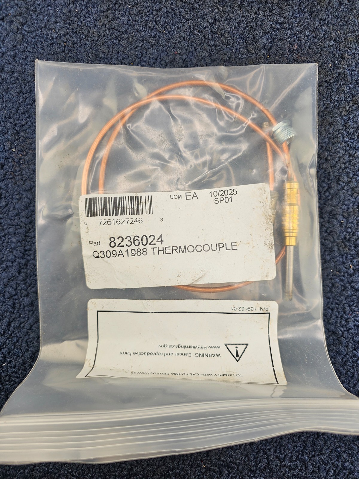8236024: Q309A1988 Thermocouple For IN Series 2 Boilers, 30 Lead
