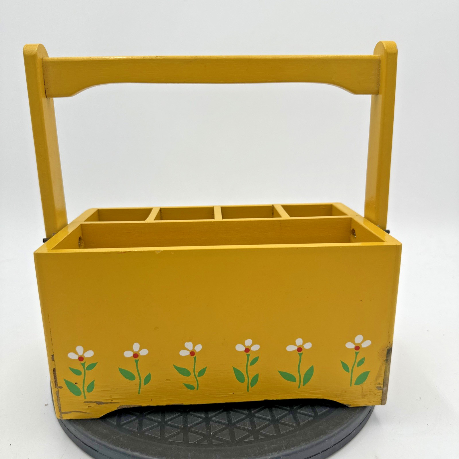 Vintage Yellow Floral Wooden Basket Teleflora, Utenstils Gardening Tools