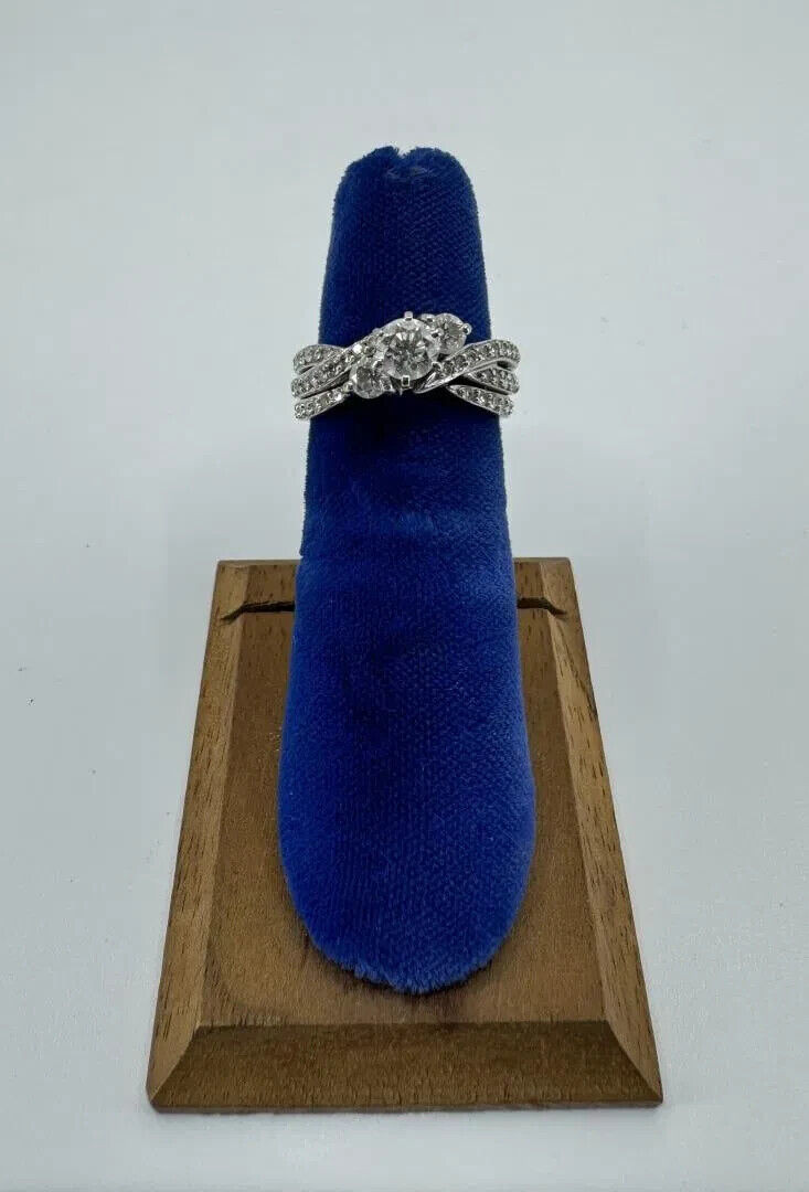 Diamond engagement ring set. white gold size 4.75