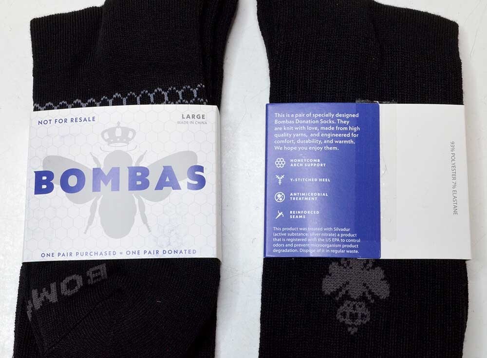 4 Pair - New Bombas Mid-Calf Crew Socks Mens/Women Unisex Large - Black - 4 Pack
