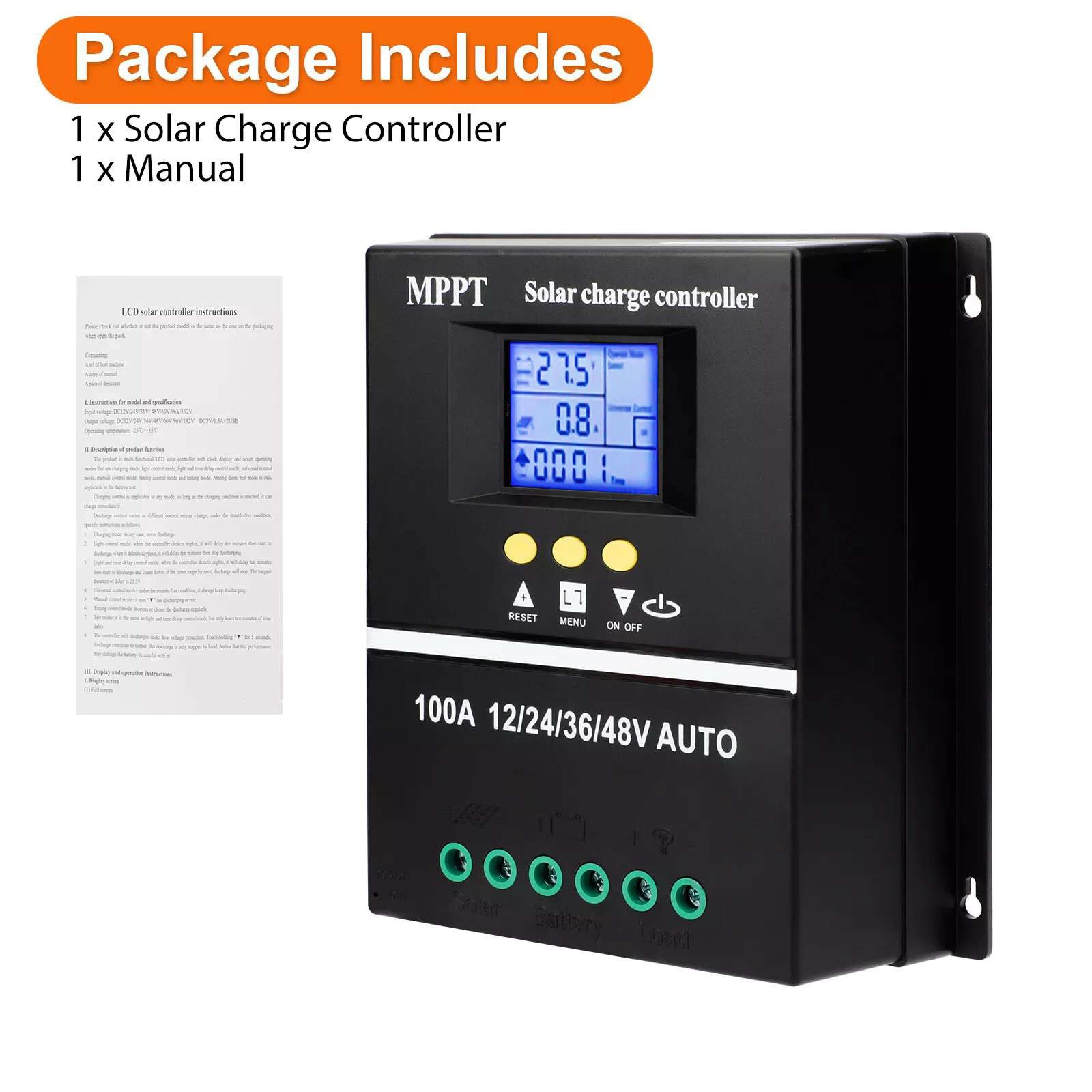 MPPT 100A 12V/24V/36V/48V Solar Charge Controller Auto Controller Battery Charge